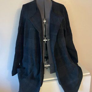 Eileen Fisher Black and Grey Check Wool Cardigan